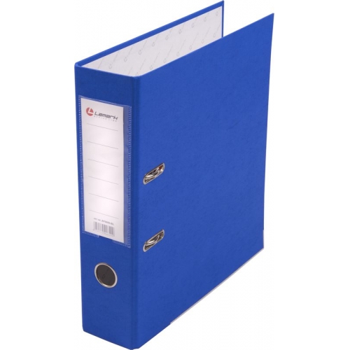 Папка -регистратор 80мм PVC синий мет. окант. карман собранная Lamark