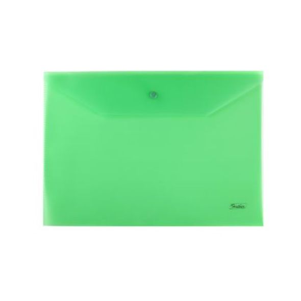 Папка-конверт с кнопкой А4 0, 18мм зеленая Hatber