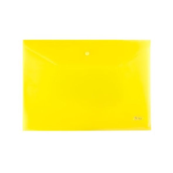 Папка-конверт с кнопкой А4 0, 18мм желтая Hatber