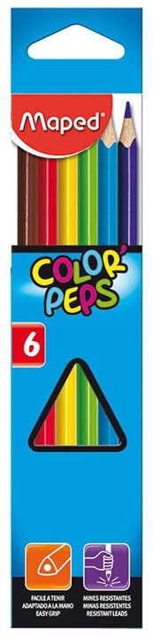 Цветные карандаши 6цв амер. липа треуг. футляр MAPED