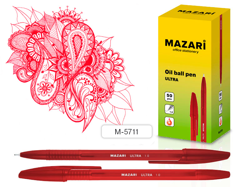 Ручка шариковая красный 1мм масл. TZ 1145 цв. корпус Mazari