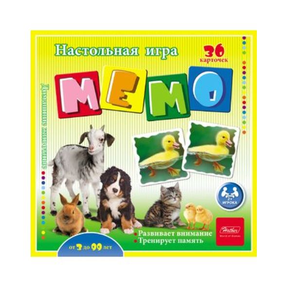 Игра наст "МЕМО" 36 карточек-Домашние животные Hatber