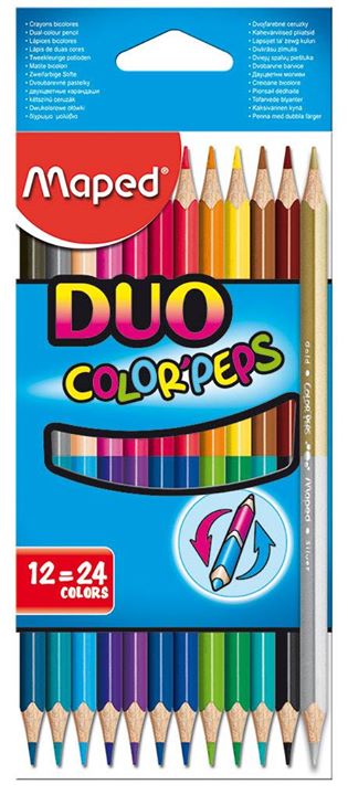 Цветные карандаши двусторон. 12шт-24цв из липы треуг. MAPED