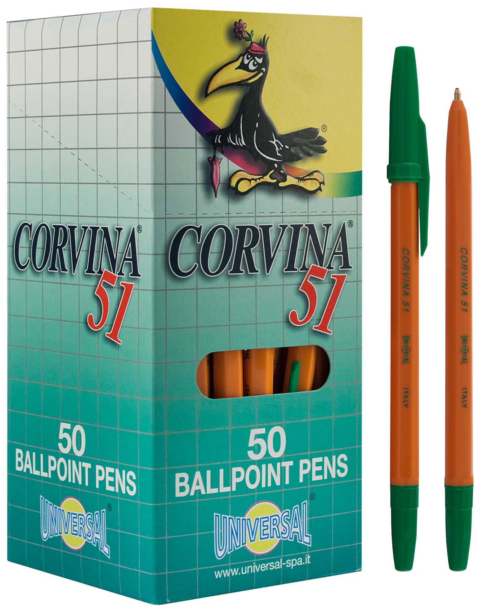 Ручка шариковая Зеленый 1мм Corvina 51 желт. корп. Universal
