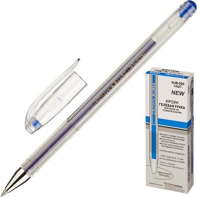 Ручка гелевая  синий 0, 5мм +Штрих код Crown