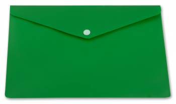 Папка-конверт с кнопкой А4 0, 18мм непрозрач. глян. зеленый Бюрократ