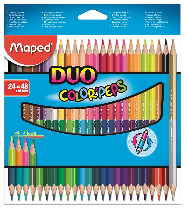 Цветные карандаши двусторон. 24шт-48цв из липы треуг. MAPED