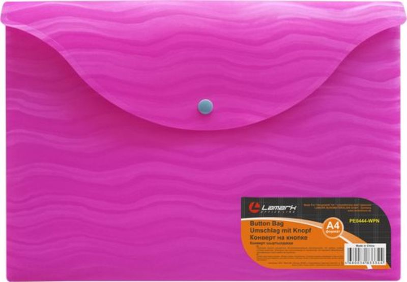 Папка-конверт с кнопкой А4 с клапаном Волна/розовый Lamark
