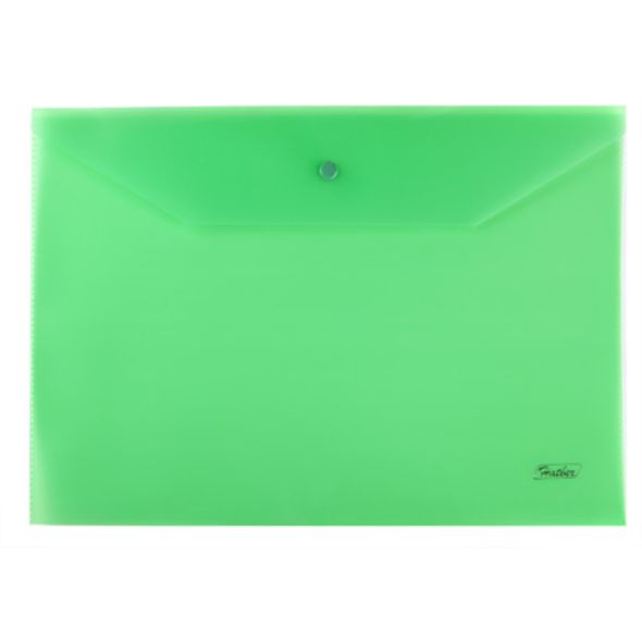 Папка-конверт с кнопкой А4 0, 18мм непрозрач. зеленая Hatber