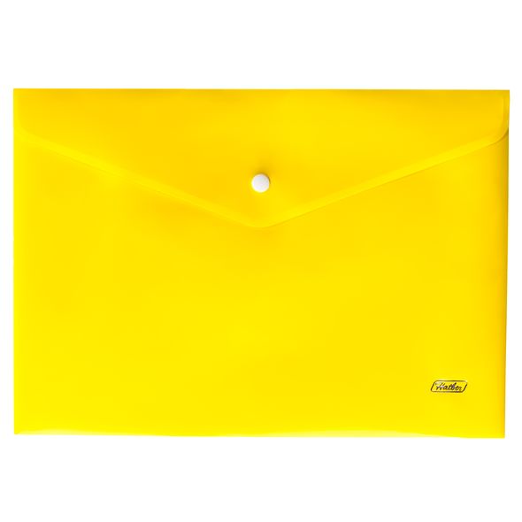 Папка-конверт с кнопкой А4 0, 18мм непрозрач. желтая Hatber