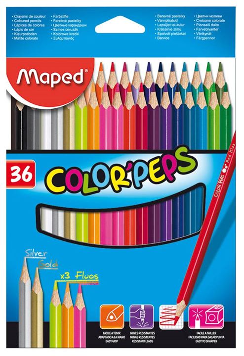 Цветные карандаши 36цв амер. липа треуг. футляр MAPED