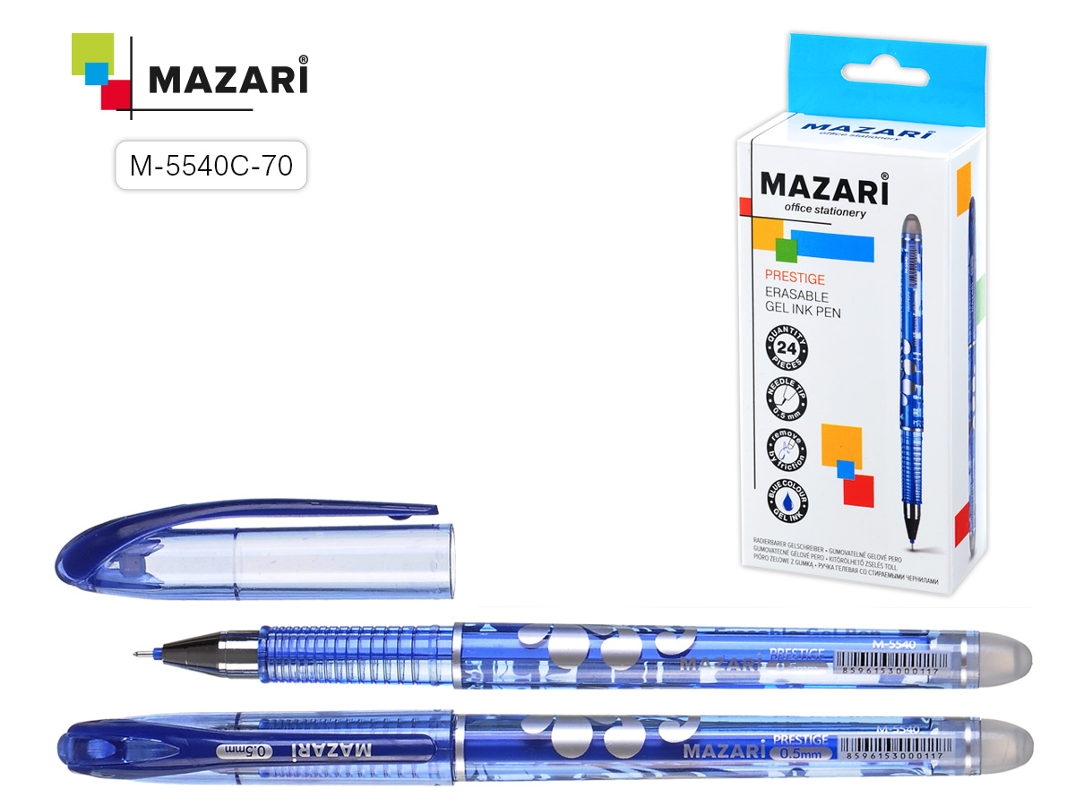 Ручка пиши-стирай гел. термо синий 0, 5мм "PRESTIGE" Mazari