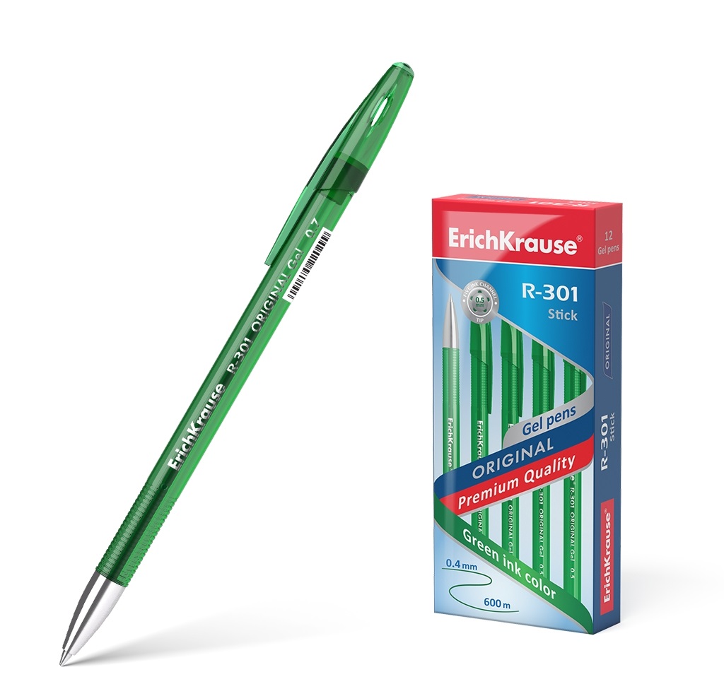 Ручка гелевая зеленый 0, 5мм R-301 Original Gel Erich Krause