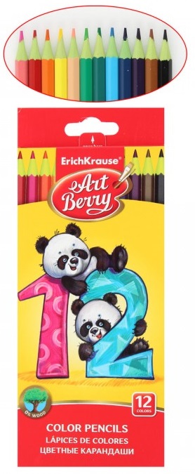 Цветные карандаши 12цв  пластик "Панды" EK Artberry