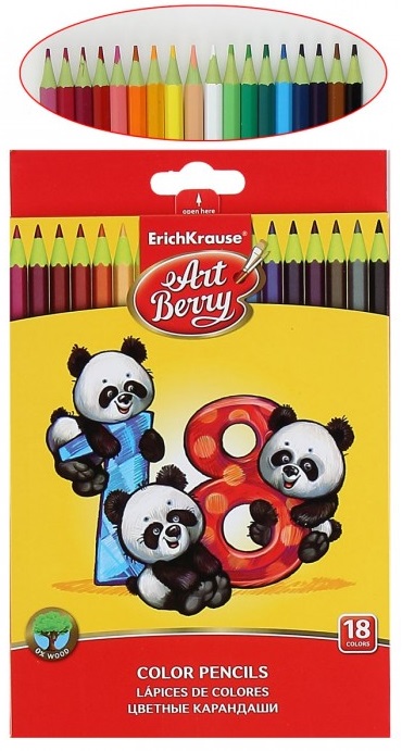 Цветные карандаши 18цв  пластик "Панды" EK Artberry