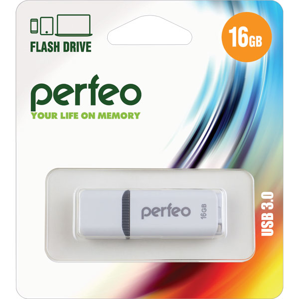 Диск Flash16Gb USB3 Белый Perfeo
