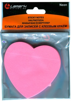 Бумага для заметок клейкая 50л "Сердце" Неон розовая Lamark