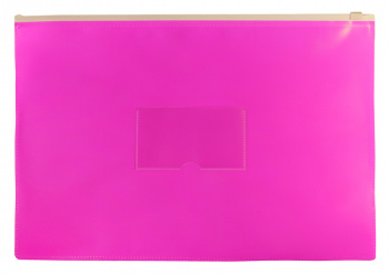 Папка -на молнии А4 0, 00мм Neon розовый карм. под визитку, молния Бюрократ