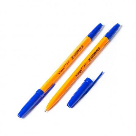 Ручка шариковая  синий 1мм Corvina желт. корп аналог Alingar