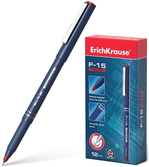 Ручка капиллярная/линер красный 0, 6мм F-15 Erich Krause