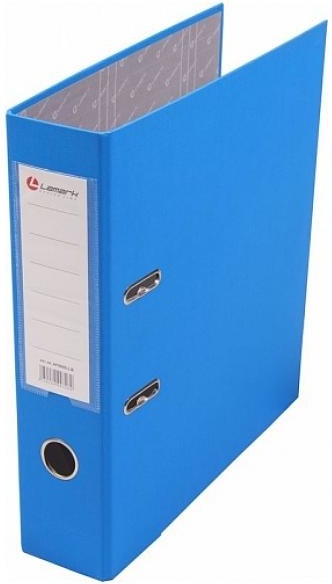 Папка -регистратор 80мм PVC голуб. окант. собранный карман, Lamark