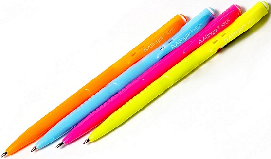 Ручка автоматическая  синий 1мм Neon ассорти копр. Alingar
