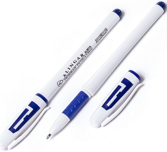 Ручка гелевая синий 0, 5мм R/рез. д. игольч. Sample, белый корпус Alingar