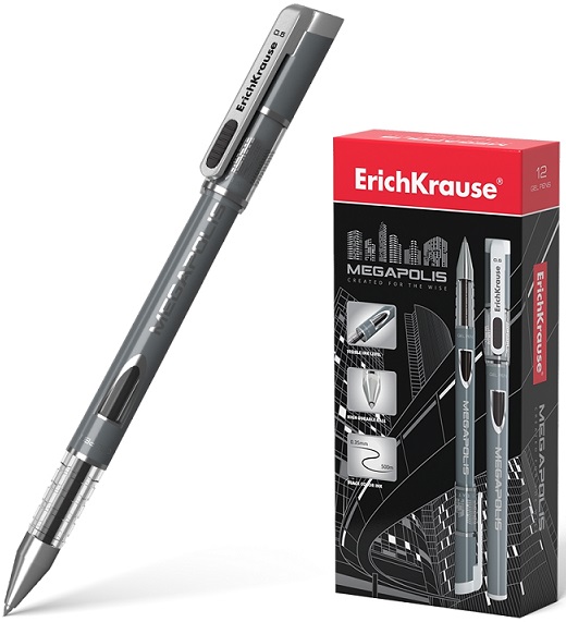 Ручка гелевая  черный 0, 5мм MEGAPOLIS Erich Krause