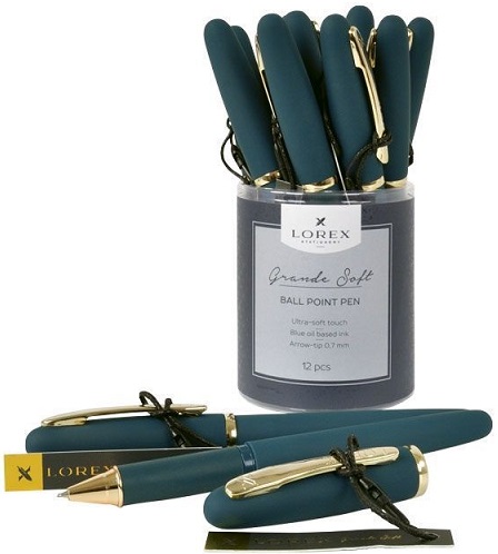 Ручка подарочная Grande Soft 0, 7мм т-зелен/золото масляная LOREX