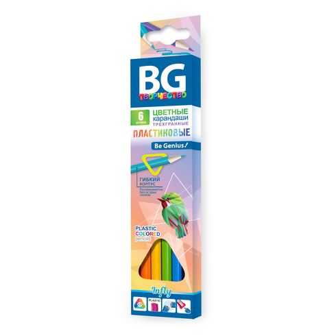 Цветные карандаши 6цв пластик трехгранные "INFLY" BG