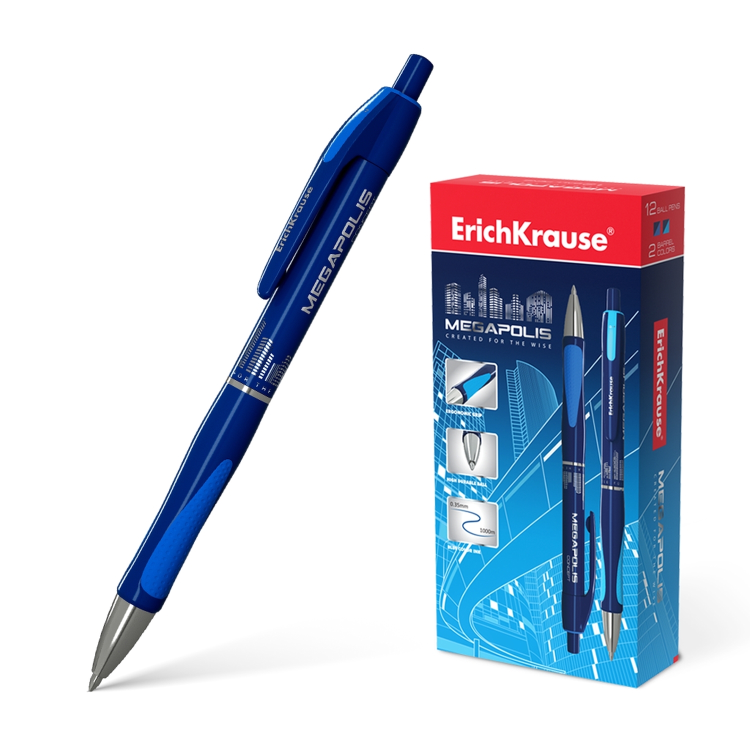 Ручка автоматическая синий 0, 7мм R/рез. держ. MEGAPOLIS Concept длина письма 1000м Erich Krause