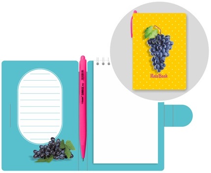 Блокнот-органайзер+ручка Виноград, 105х150мм, авт. ручка OilGelPen, внутр. блок на спирали Lamark
