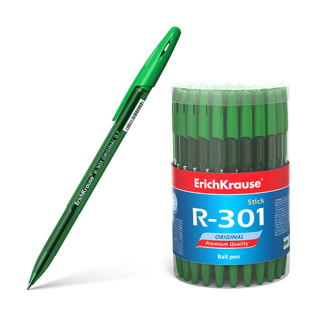 Ручка шариковая Зеленый 0, 7мм R-301 тонир. корп. Original Stick Erich Krause