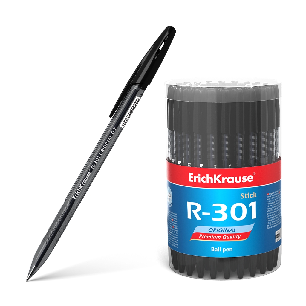 Ручка шариковая  черный 0, 7мм R-301 тонир. корп. Original Stick Erich Krause