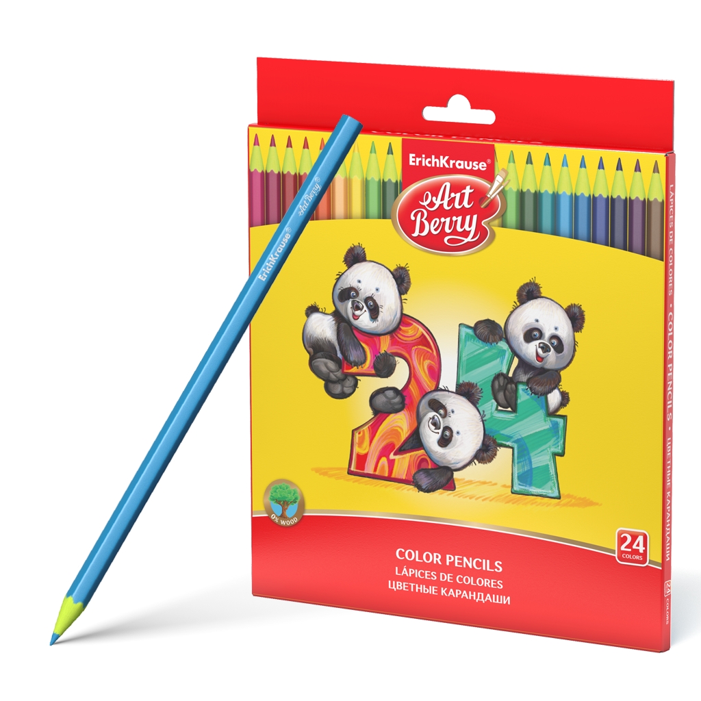 Цветные карандаши 24цв  пластик "Панды" EK Artberry