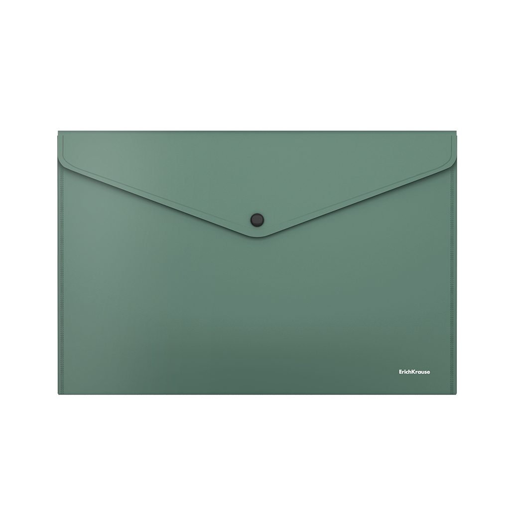 Папка-конверт с кнопкой А4 0, 14мм зеленая "Fizzy Classic" непрозрачная 232х333мм Erich Krause
