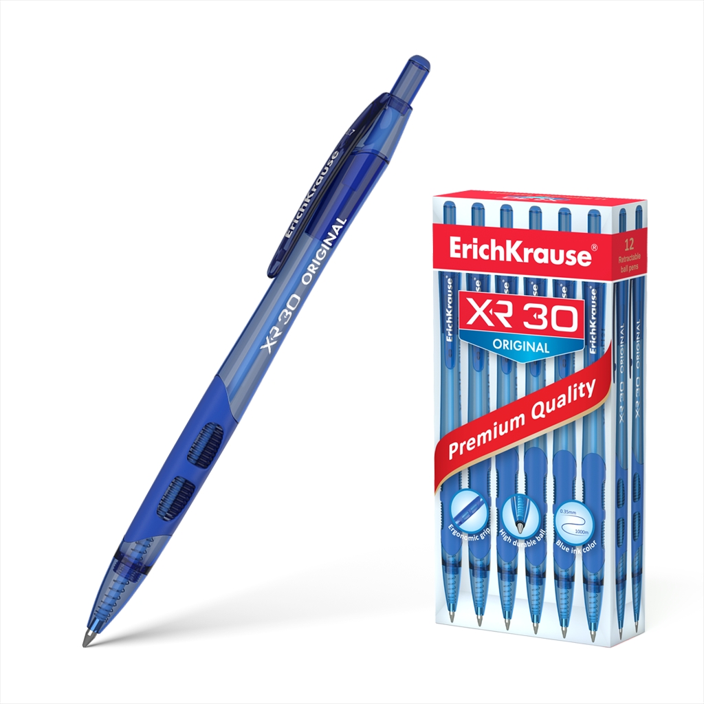 Ручка автоматическая синий 0, 7мм R/рез. держ. XR-30 длина письма 1000м Erich Krause