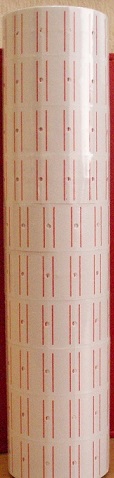 Ценники ролик. 21. 5*12 (700эт. )белые с красн. полосой(прямоугольные)