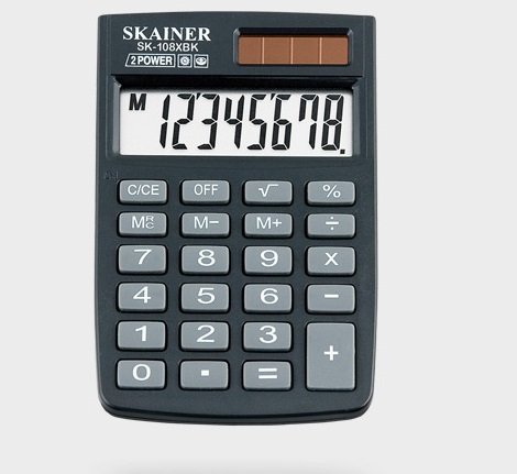Калькулятор  8разр. ,карманный черный %, Корень 58x88x10мм Skainer