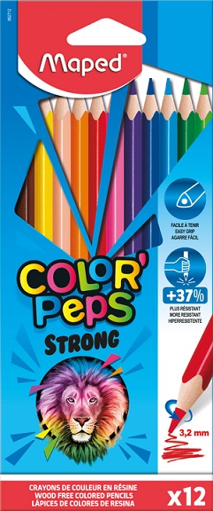 Цветные карандаши 12цв  пластик "STRONG" повышенная прочность Трехгранные к/к MAPED