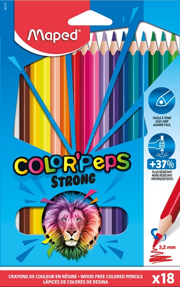 Цветные карандаши 18цв пластик "STRONG" повышенная прочность Трехгранные к/к MAPED
