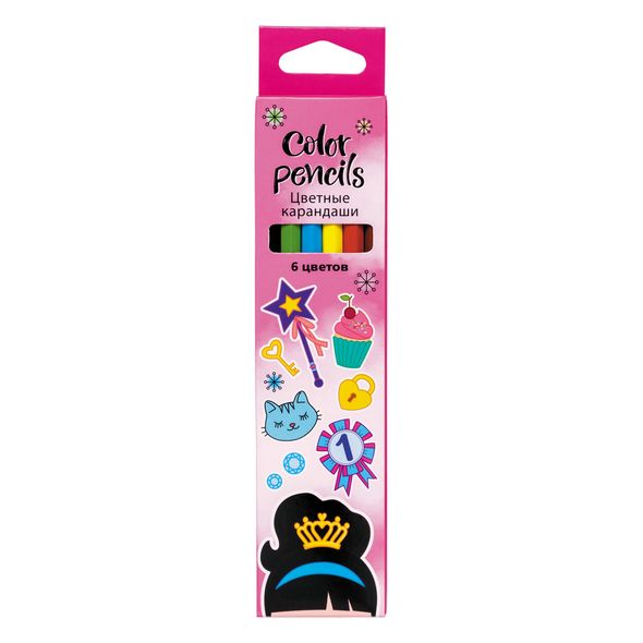 Цветные карандаши 6цв ECO "Мечты принцессы" к/к заточ европод Hatber ECO