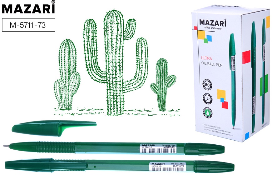 Ручка шариковая Зеленый 1мм масл. TZ 1145 цв. корпус Mazari