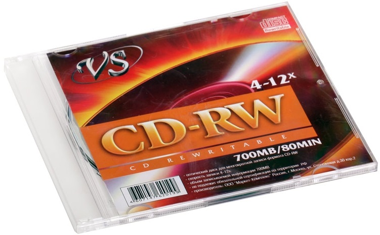 Диск CD-RW 700Mb 80min 4-12х Бокс VS