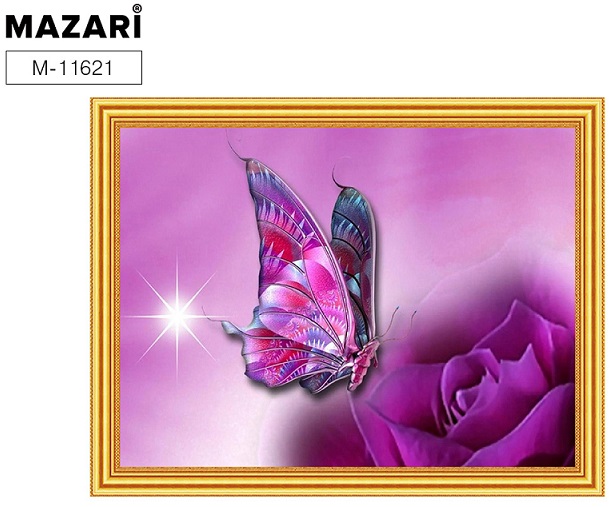 Набор для творч 2в1 Мозаика алмазн+Раскраска по номерам 30х40см БАБОЧКА Mazari