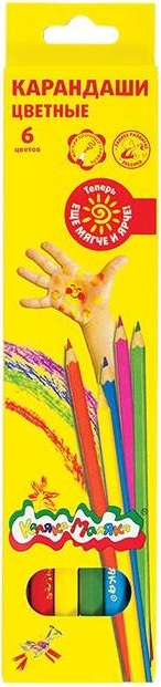Цветные карандаши 6цв к/к мягкие Каляка-Маляка