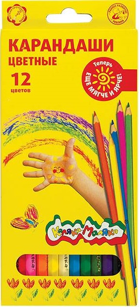 Цветные карандаши 12цв к/к мягкие Каляка-Маляка