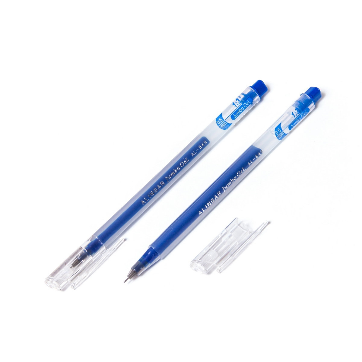 Ручка гелевая  синий 0, 5мм игольч. "Jumbo GeL" прозрачный пластиковый корпус Alingar