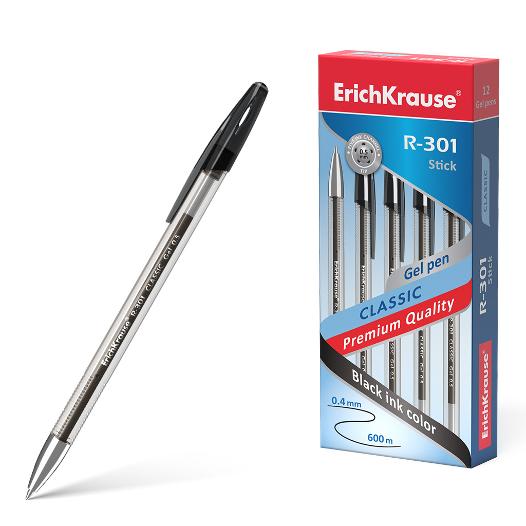 Ручка гелевая  черный 0, 5мм R-301 Classic Gel Erich Krause