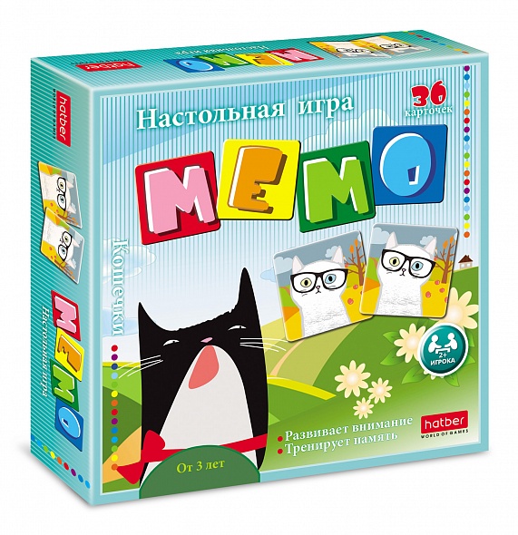 Игра наст "МЕМО" 36 карточек-Кошечки Hatber
